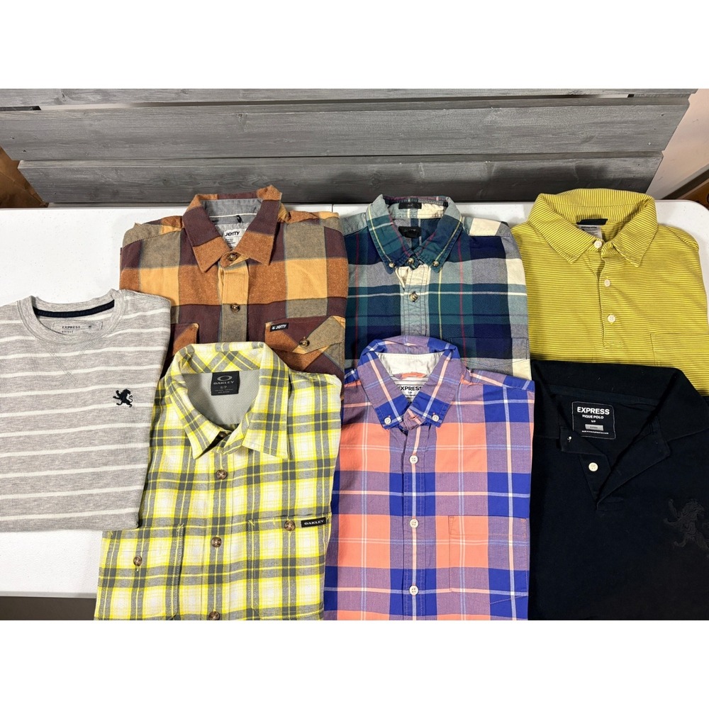 Lot 8 Mens Shirt Small Patagonia Oakley J.Crew Jetty Express Plaid Polo L/S S/S